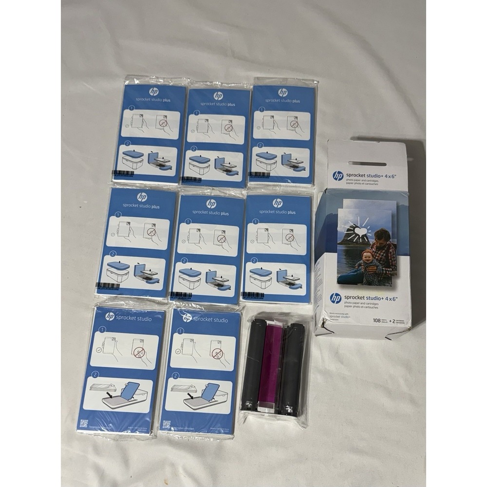 HP Sprocket Studio Plus; 1 Cartridge Refill & 8Packs Of Photo Sheets -160 Sheets